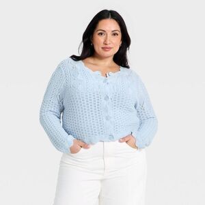Women's Western Crafted Cardigan - Universal Thread™ Light Blue 4X